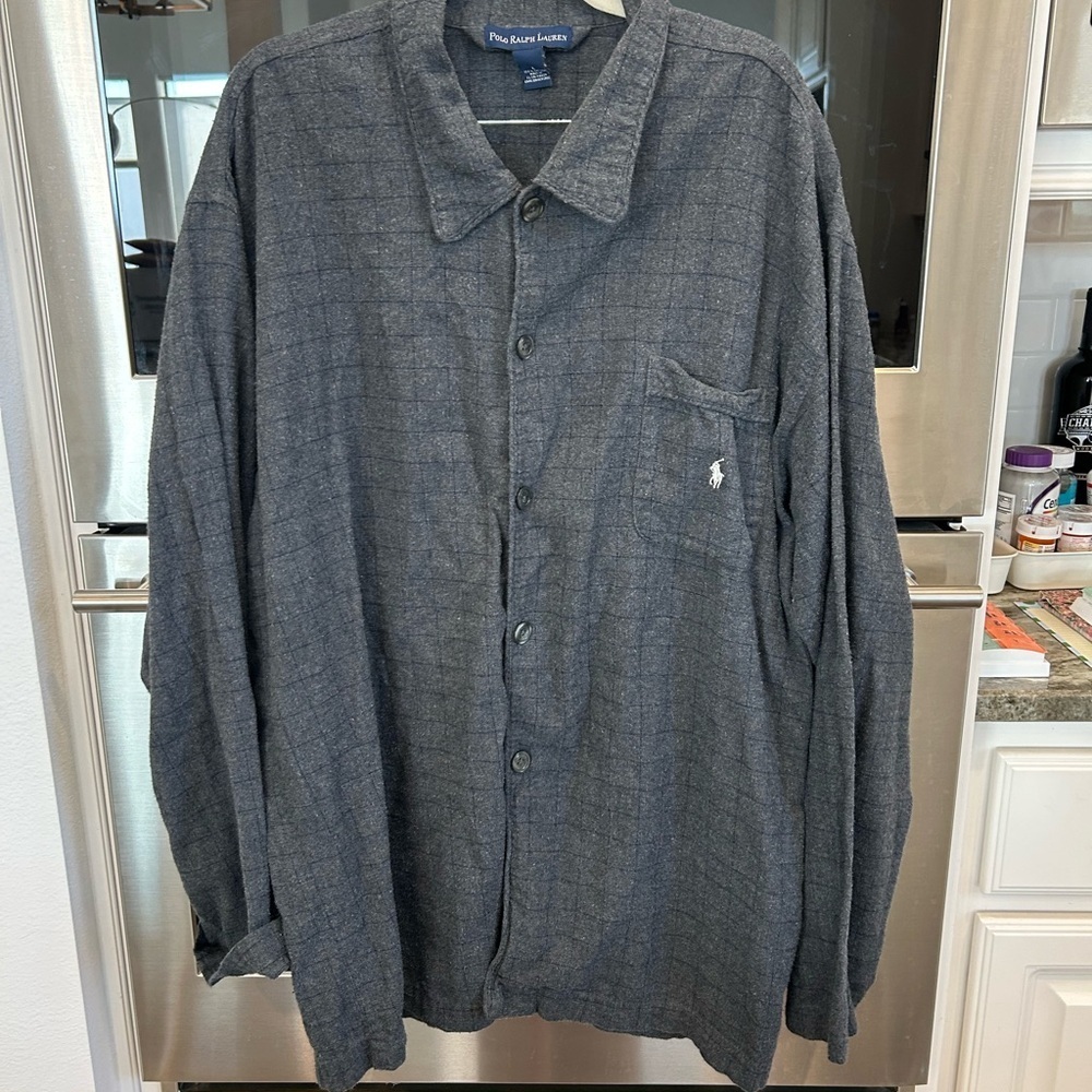 Polo by Ralph Lauren Men's Gray checkered flannel shirt L has wear